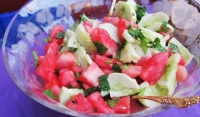 Watermelon Cucumber Mint Salad